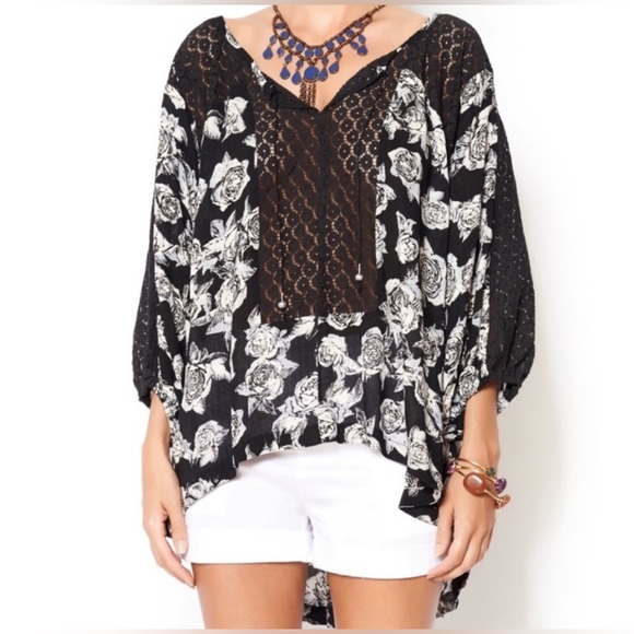 Free People | Small Black Combo Moon River Blouse - Picture 2 of 6